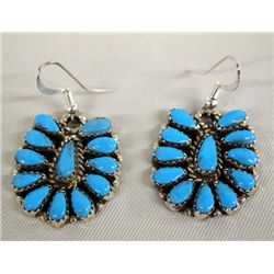 Navajo Sterling Turquoise Pierced Earrings