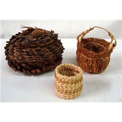 3 Unique Tohono-O'odham Baskets