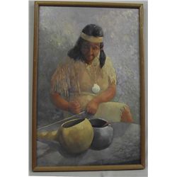 Oil Painting of Indian Maiden - Pat Barron