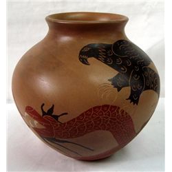 Mata Ortiz Eagle and Snake Bowl - Tasoro Tena L