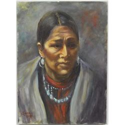 Original Oil Painting Indian Woman - Louise Oien