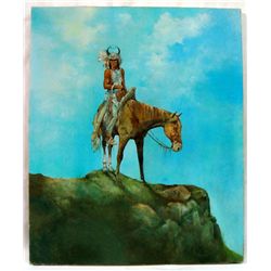 1976 Oil Painting of Indian Hunter-Patrick Gorman