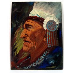 Oil Painting on Artist Board of Indian Chief