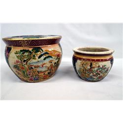 Hand Painted Japanese Porcelain Jars