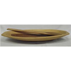 Solid Wood Shaped Relish Dish and Spoon