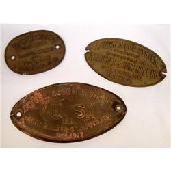 3 Antique Metal Labels