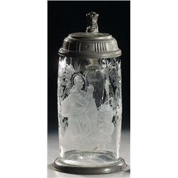 Walzenkrug mit Zinndeckel