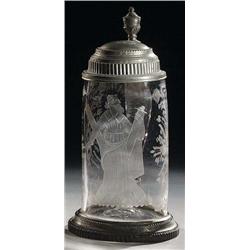 Walzenkrug mit Zinndeckel