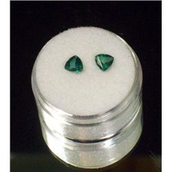 Pair Triangular Cut & Faceted Green Topaz Gems