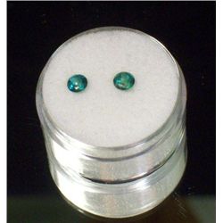 Pair Round Cut & Faceted Green Topaz Gems