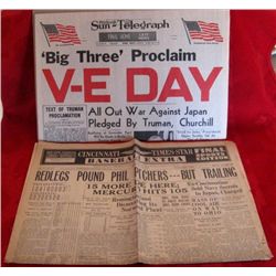2 Original Vintage 1930/40's Newspapers