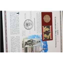 1989-S US Commerative Bicentennial of Congress Half Dollar W/Postal Stamp Depicting Bicentennial Hou