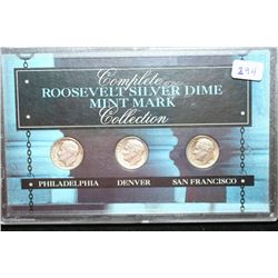 1956-P, 1950-D & 1955-S Roosevelt Silver Dime Mint Mark Complete Collection