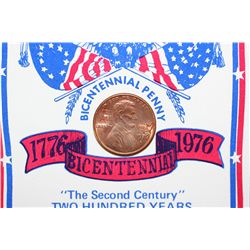 1976-D Lincoln Bicentennial Penny W/Imprint of Liberty Bell & Map of USA on Front