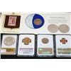 Image 2 : Grab Bag to include Graded Coins, First Day Issue, Historic Stamps & Silver Morgan; Lot of 8