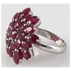 Ruby 15.00 ctw Flower Design Ring 0.925 Silver