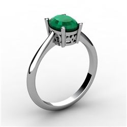 Emerald 0.85 ctw Ring 14kt White Gold