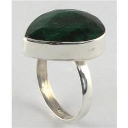 35.60ct Natural Pear Emerald Sterling Silver Ring