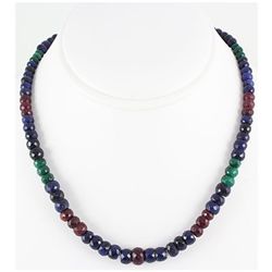 239.63ctw Natural Mutli-Color Rondelles Necklace