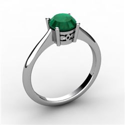 Emerald 0.80 ctw Ring 14kt White Gold