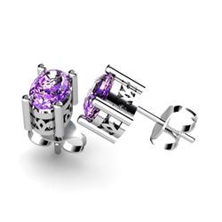 Amethyst 0.90ctw Earring 14kt White Gold