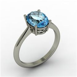 Aqua Marine 1.75 ctw Ring 14kt White Gold