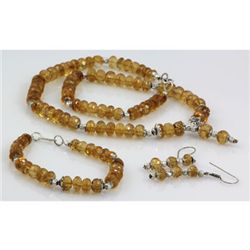 436ctw Natural Citrine Faceted Silver Sets