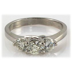 Genuine 1.80 ctw Diamond 3-Stone Ring 14K WG H, SI2/SI3