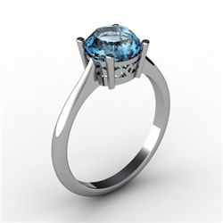 Aqua Marine 1.60 ctw Ring 14kt White Gold