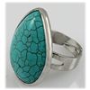 Image 2 : Natural 32.34ctw Pear Shape Turquoise Silver Ring