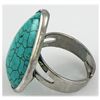 Image 3 : Natural 32.34ctw Pear Shape Turquoise Silver Ring