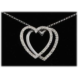 Genuine 0.58ctw Diamond Necklace 14kt W/G 15" Chain