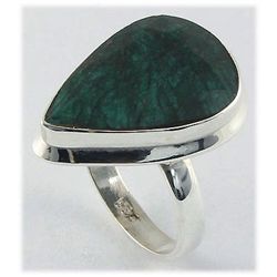 35.94ct Natural Pear Emerald Sterling Silver Ring