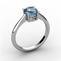 Aqua Marine 0.75 ctw Ring 14kt White Gold