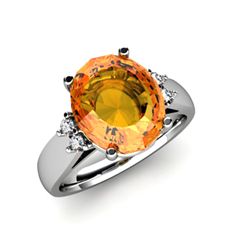 Citrine 4.20 ctw & Diamond Ring 14kt White Gold