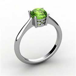 Peridot 0.85 ctw Ring14kt White Gold