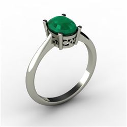 Emerald 1.26 ctw Ring 14kt White Gold