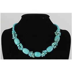 Natural 346.18ctw Turquoise Sterling Silver Necklace