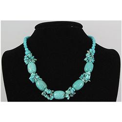 Natural 345.33ctw Turquoise Sterling Silver Necklace