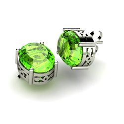 Peridot 5.00ctw Earring 14kt White Gold