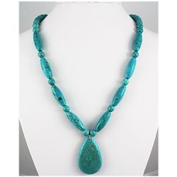 Natural 372.40ctw Turquoise Sterling Silver Necklace