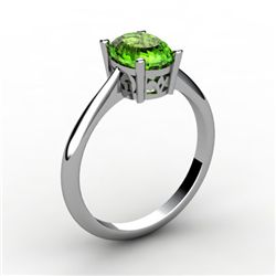 Peridot 0.95 ctw Ring 14kt White Gold