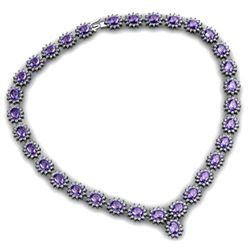 Tanzanite 52.20 ctw Diamond Necklace 14kt White Gold