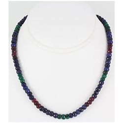 189.90ctw Natural Multi-Color Rondelles Necklace