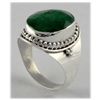 Image 1 : 28.43ct Natural Oval Emerald Sterling Silver Ring