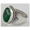 Image 2 : 28.43ct Natural Oval Emerald Sterling Silver Ring