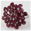 Image 2 : Ruby 15.00 ctw Flower Design Ring 0.925 Silver