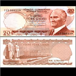 1970 Turkey 20 Lira Note Crisp Unc (CUR-06708)