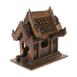 Teak Handcarved Spirit House on Base (CLB-208)