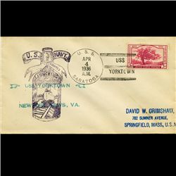 1936 USS Saratoga Yorktown Launching Cover RARE (STM-1693)